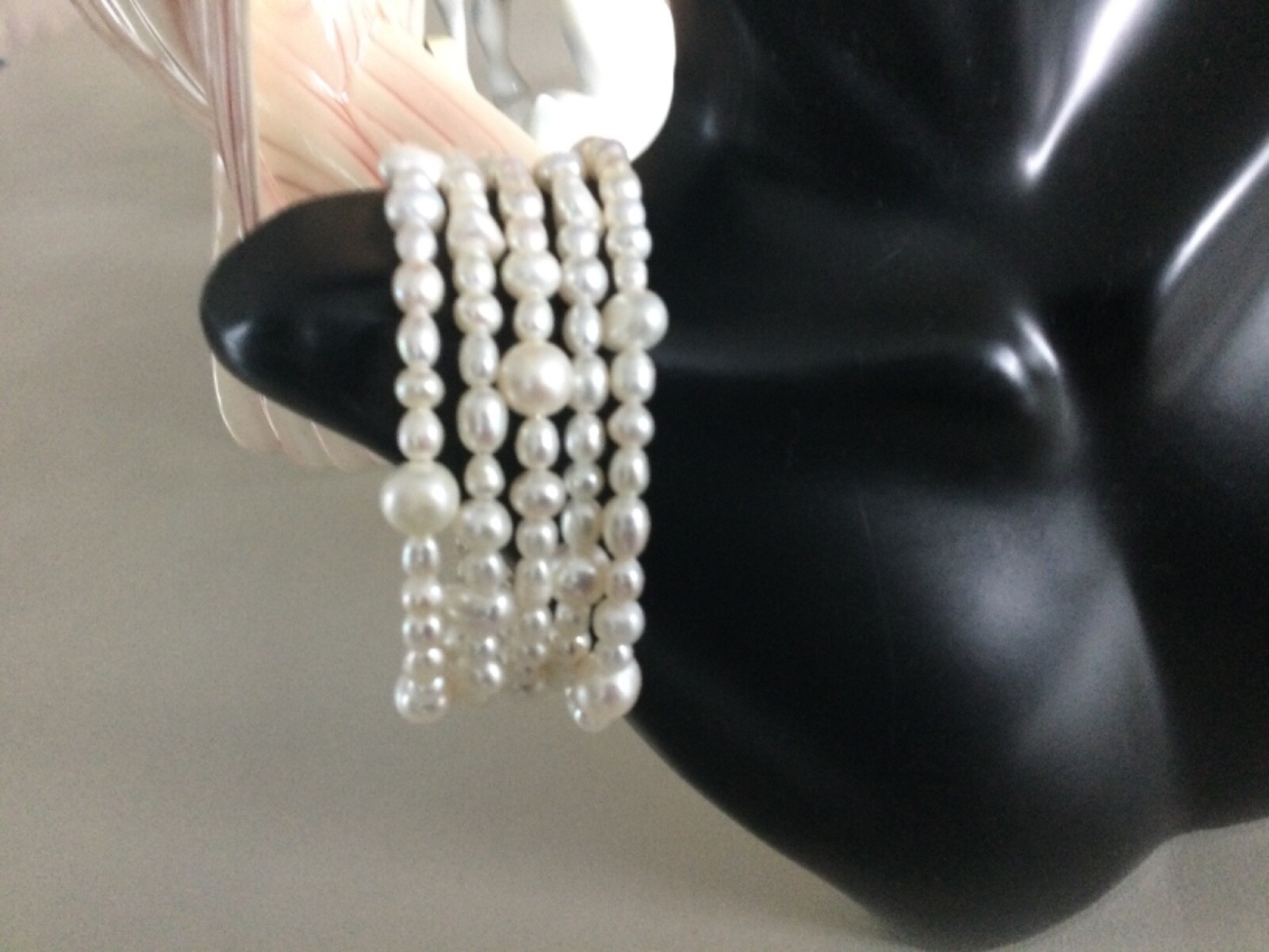 Vintage Real Baroque/ Fresh/ Cultured Pearl Stack Multi-Coil Wrap Bracelet