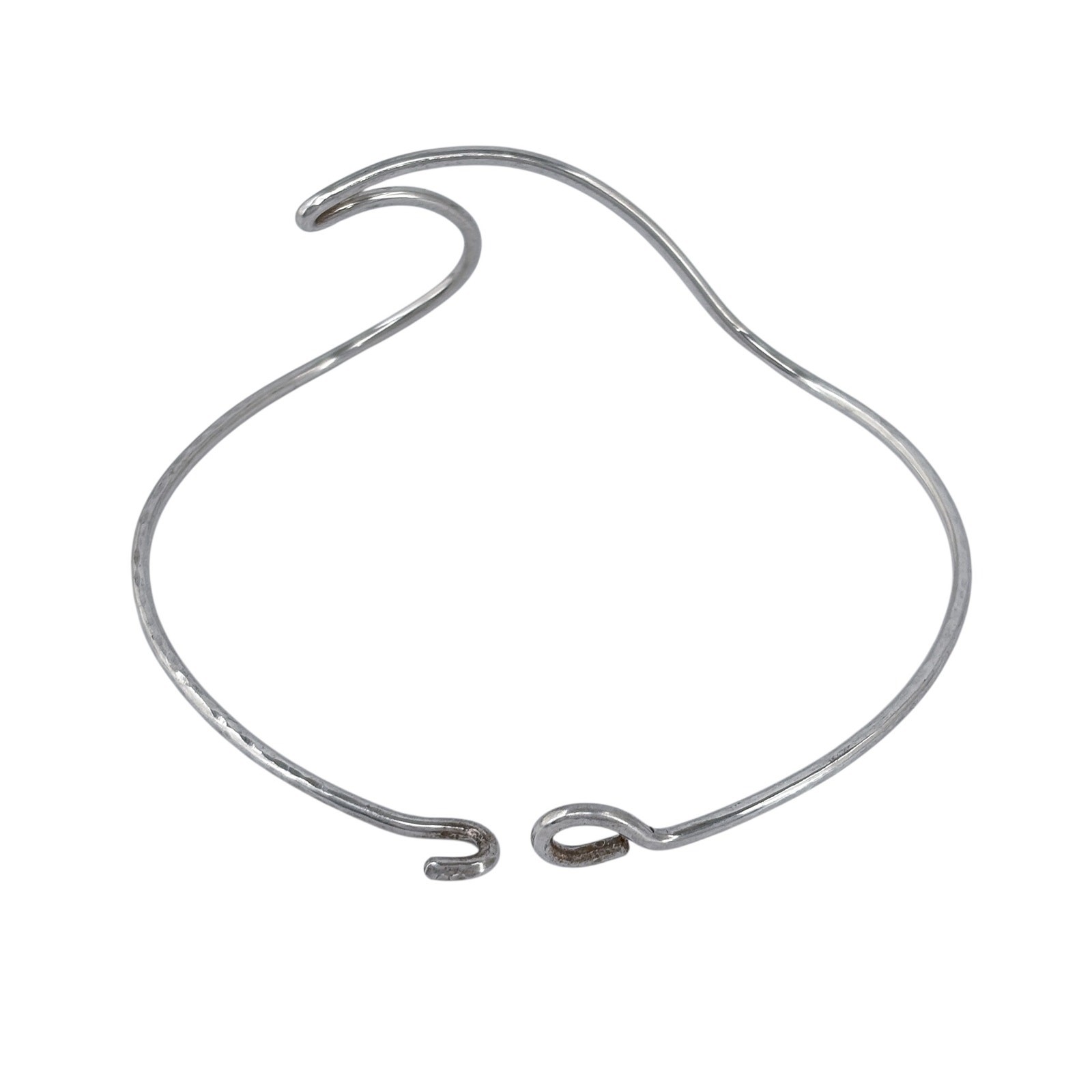 Vintage Wave Wire Bangle Bracelet | Sterling Silver 925 | 7″