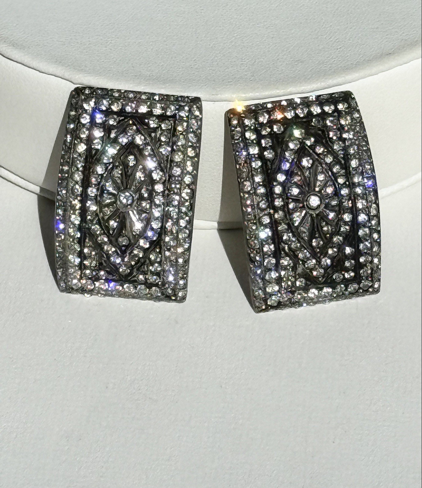 Vintage Fishson Henry Fishel & Son Silverite Buckles W/ Rhinestones