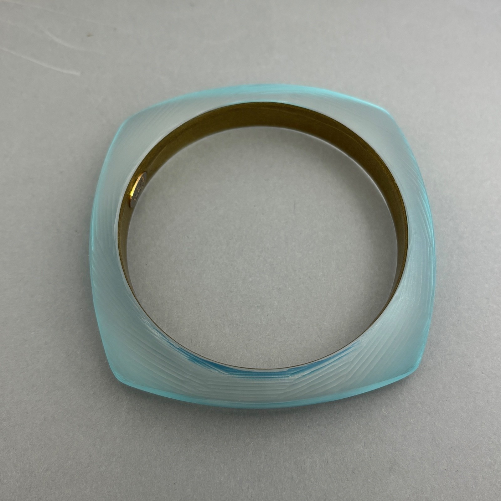 Alexis Bittar Bangle Bracelet Lucite Aqua Light Blue Translucent Vintage