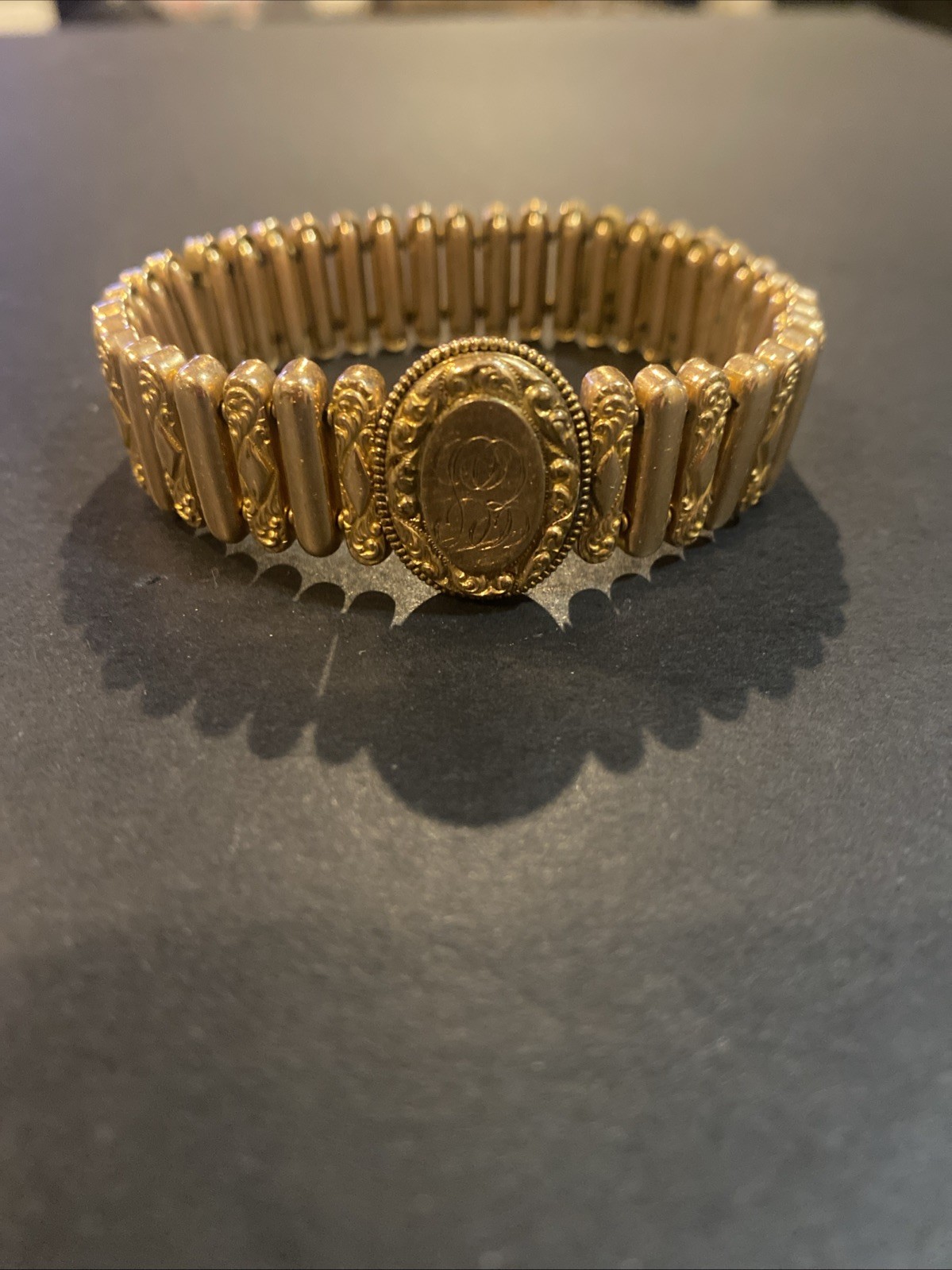 Antique Victorian AAG Co Gold Filled Sweetheart Expansion Bracelet Monogram