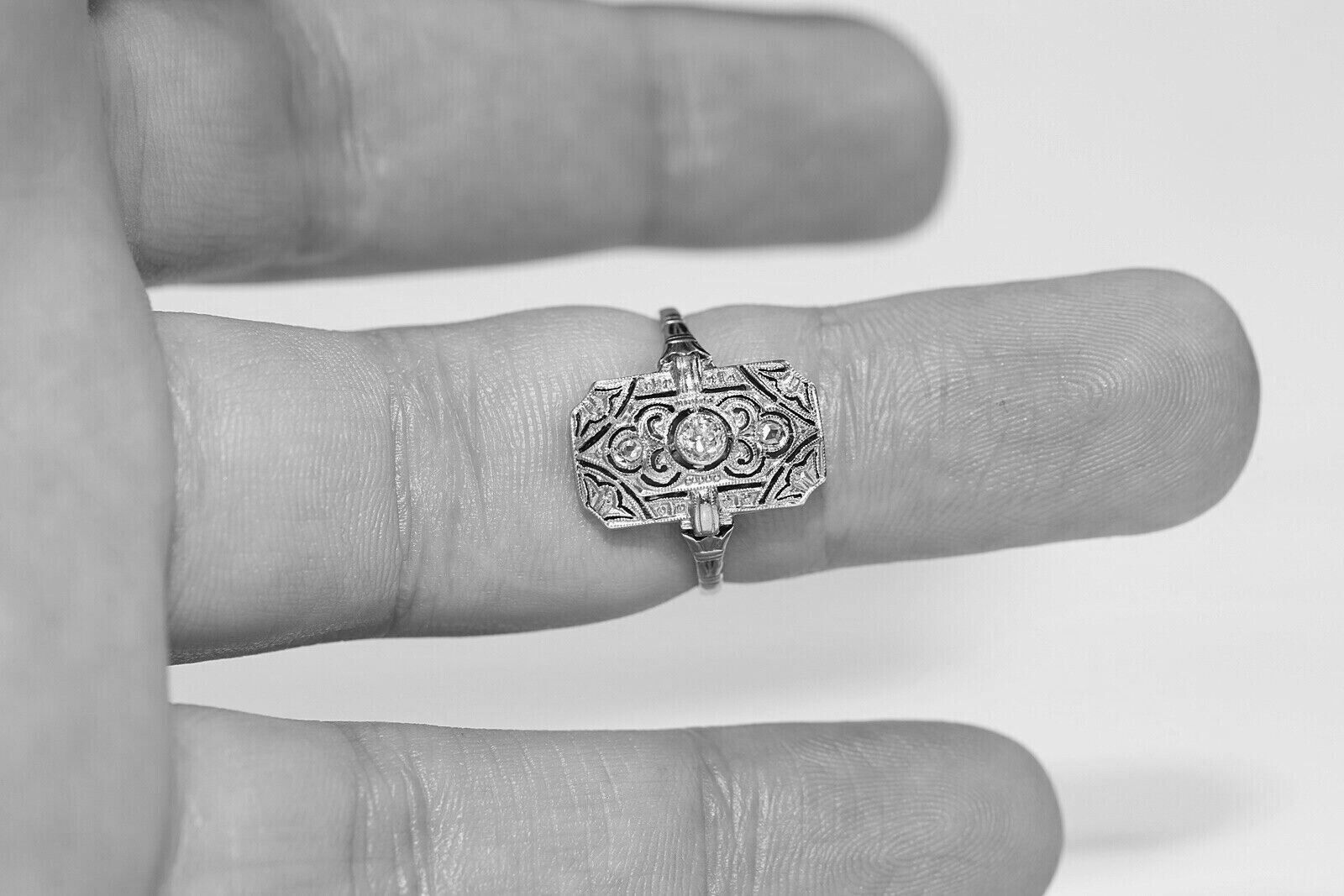 1 CTW White Round Cut Simulated Diamond Wedding Art Deco Antique 925 Silver Ring