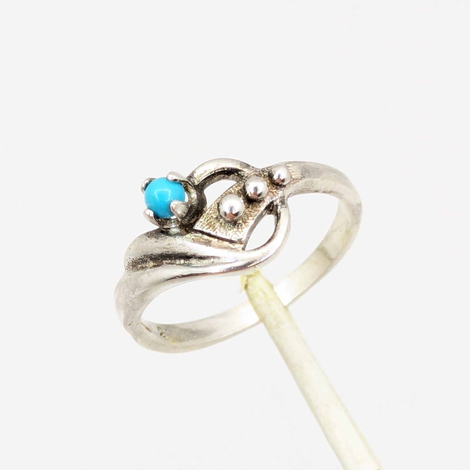 Vintage Soviet RING Silver⭐925 mark USSR with Turquoise-size: 8.5US (18.5mm) #19