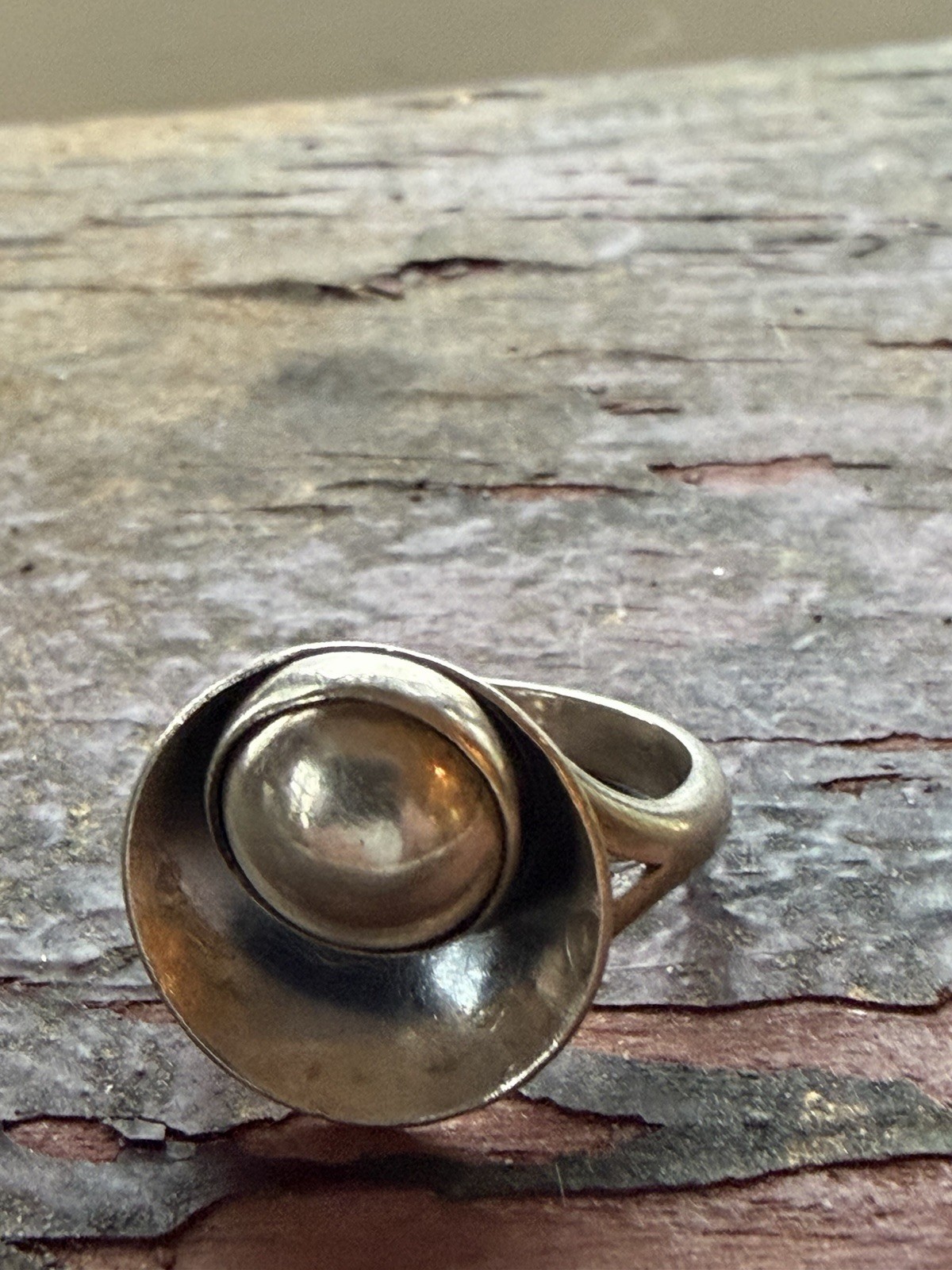 N.E From Vintage Denmark 925S Sterling Silver Modernist Ring vtg estate 3156