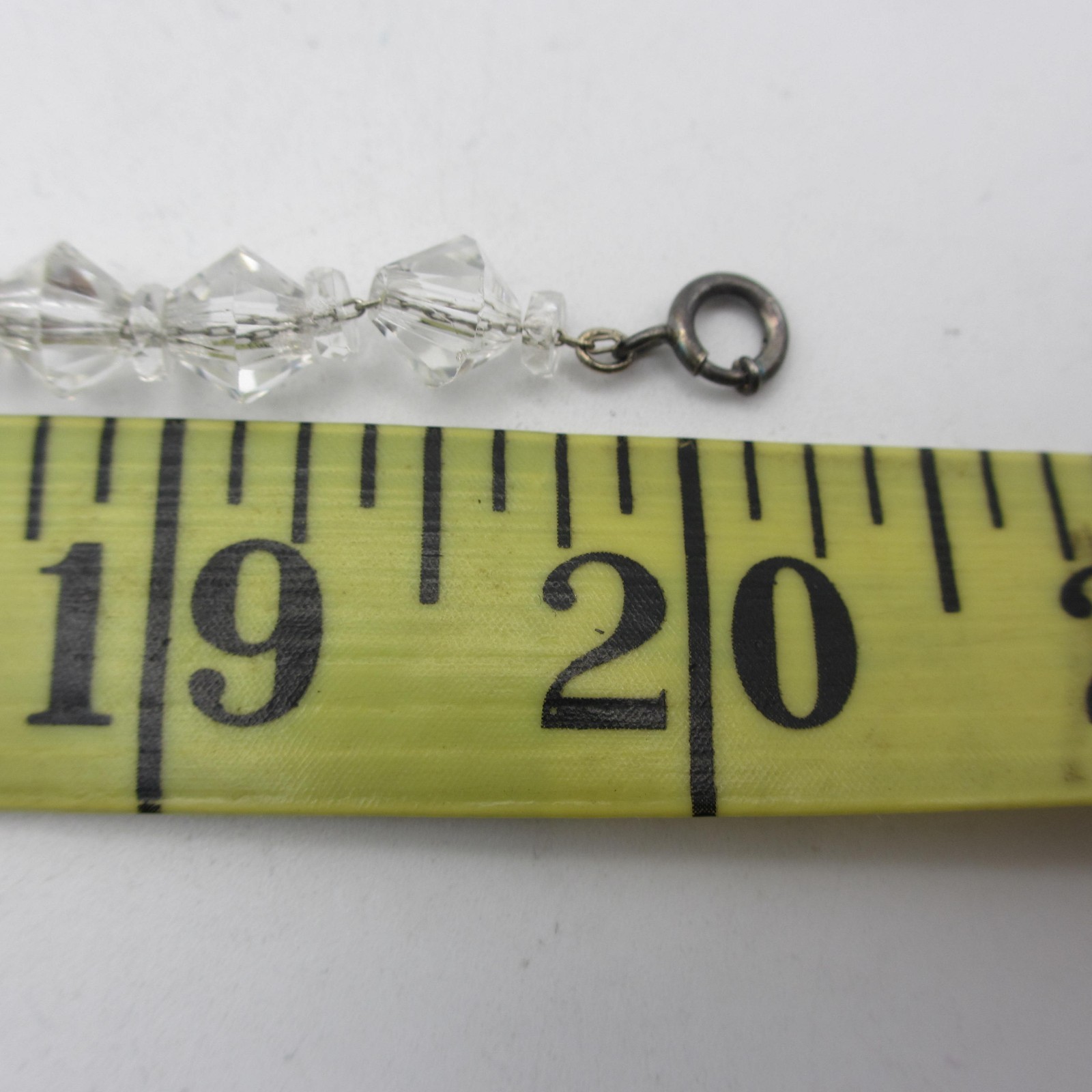 Vintage AB Crystal Necklace Bicone Beads Sterling Clasp 20 Inch