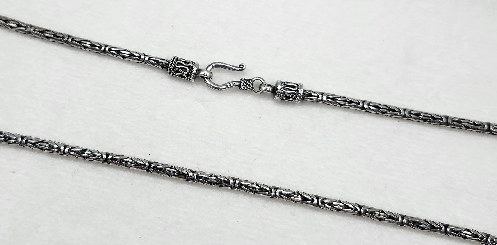Vintage 925 Sterling Silver Round Bali Byzantine Chain Necklace 19 3/4″ Long 24g