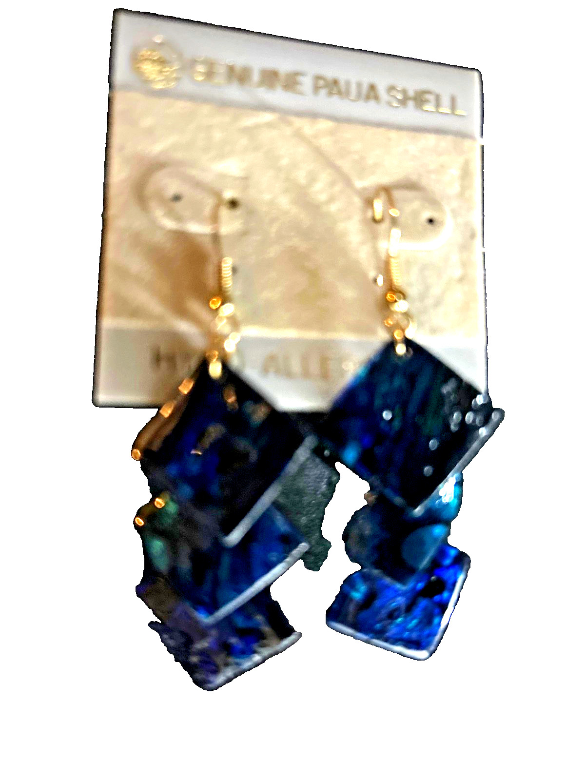 Vtg 3 pair Iridescent Cobalt Blue Genuine Paua Shell Earrings Hypo-allergenic