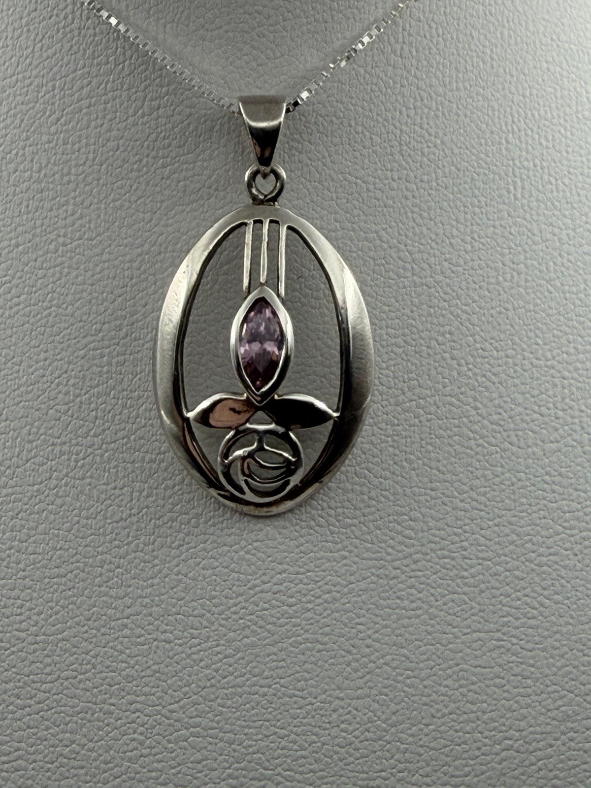 Vintage Glasgow Rose Amethyst Silver 925 Pendant Necklace Kit Heath 95