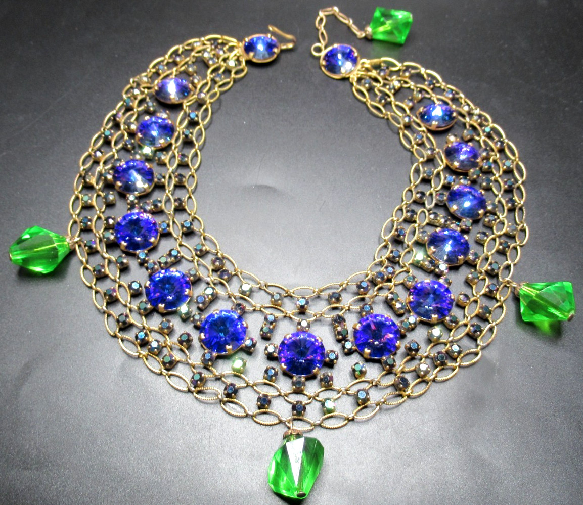 COUNTESS CIS CISSY ZOLTOWSKA Amazing Rivoli Rhinestone Collar Necklace