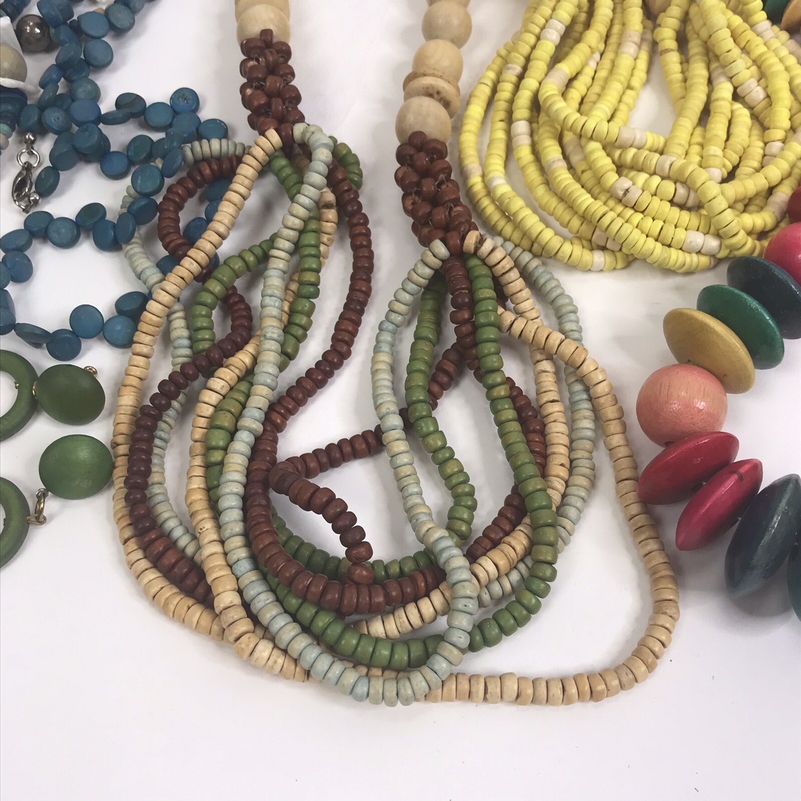 Vintage Lot Tribal Boho Jewelry wood beads metal mod boho statement 1 lb