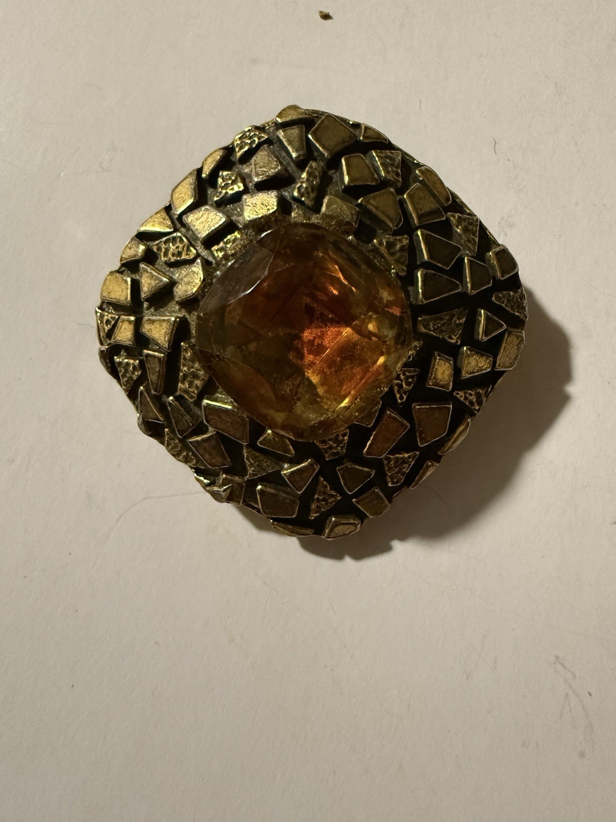 Vintage Zentall Brooch MCM Gold Toned 1 5/8” X 1 5/8”