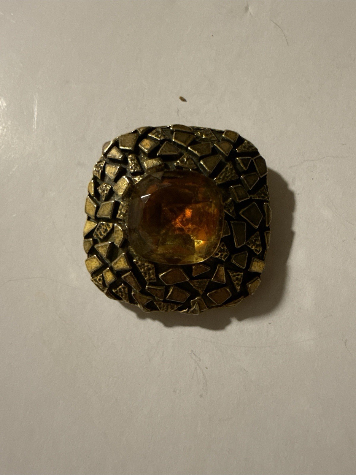 Vintage Zentall Brooch MCM Gold Toned 1 5/8” X 1 5/8”