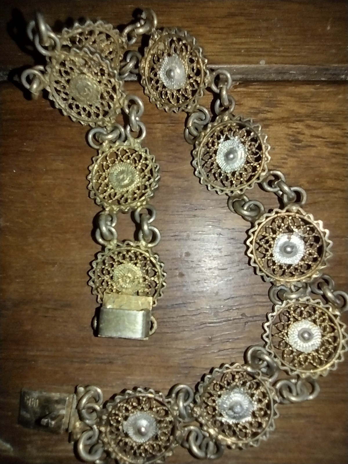 VTG Italy Filigree Cannetille Wire Hinge Panel Link 800 Silver Bracelet Assay