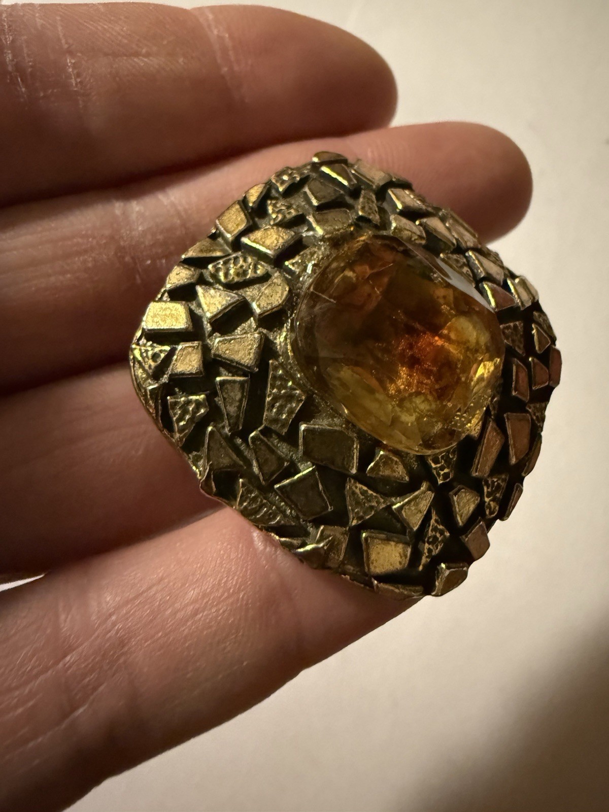 Vintage Zentall Brooch MCM Gold Toned 1 5/8” X 1 5/8”
