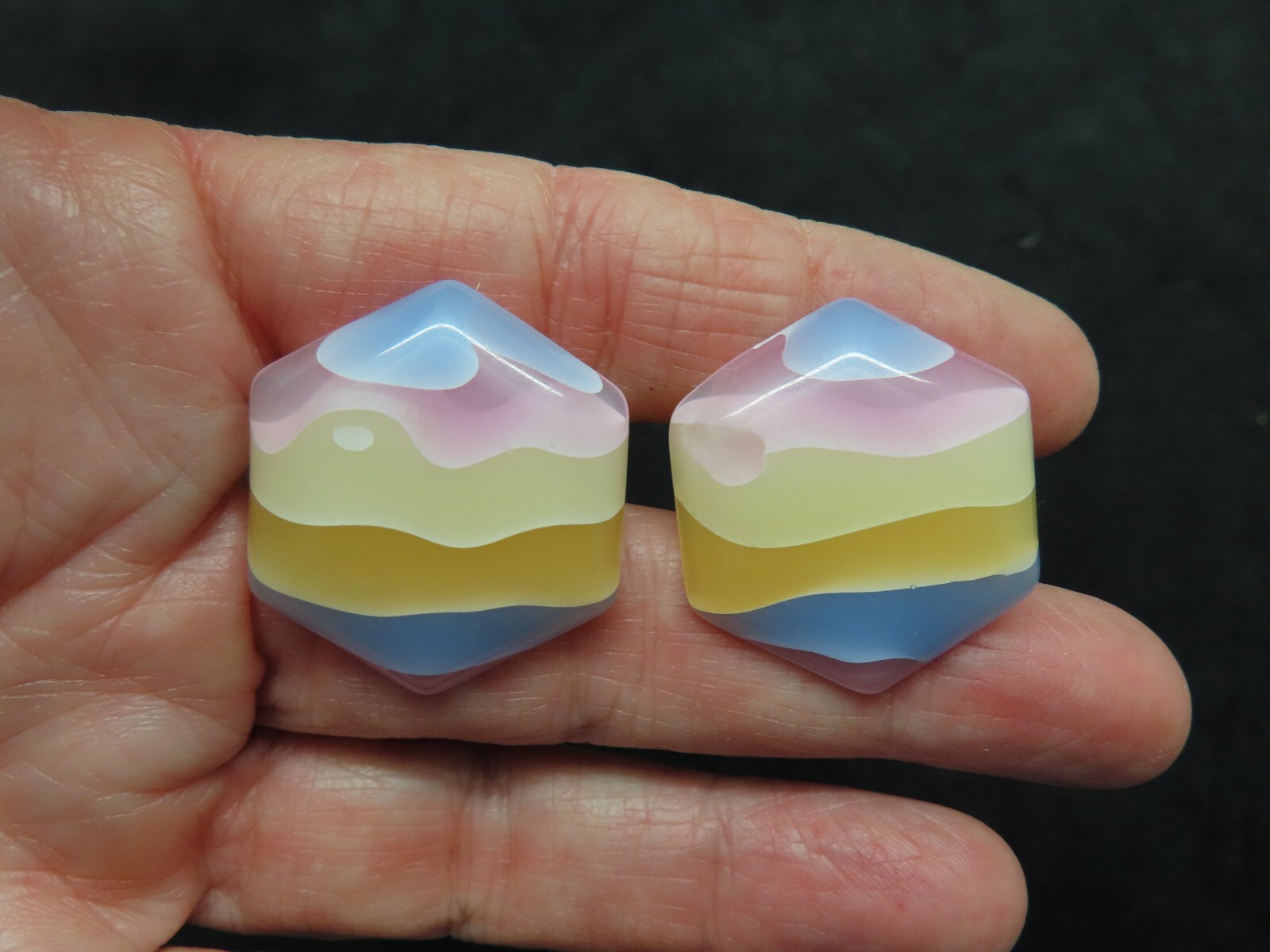 Vintage 1980’s Pastel Multi Colored Lucite Pierced Earrings