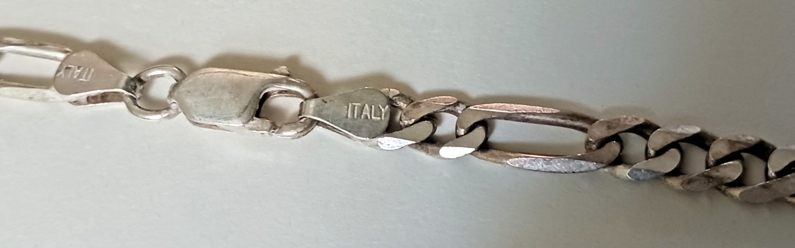 Men’s Sterling Silver 925 Figaro Chain Necklace – Made in Italy 22.9g 21″ Length