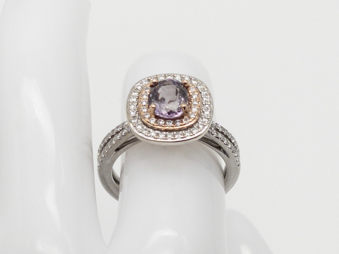 $6000 2.25ct No Heat Purple Pink Sapphire VS G Diamond 14k White Gold HALO Ring