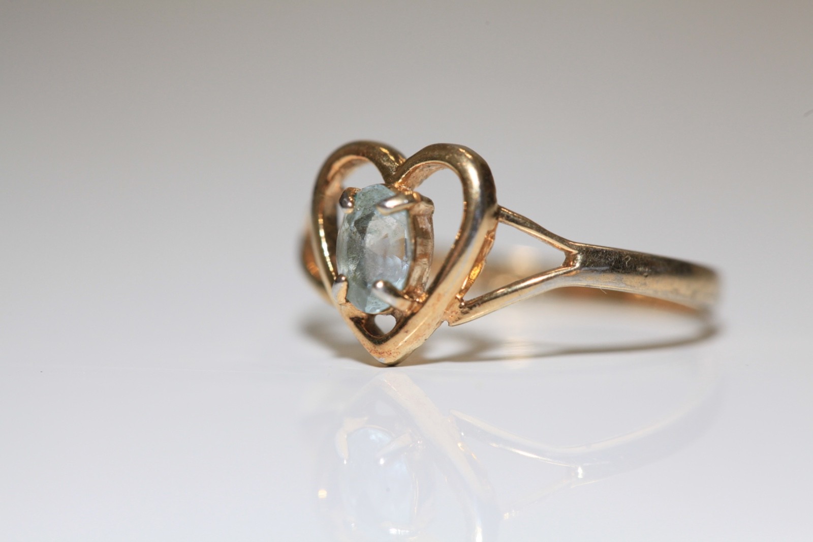 1980s–1990s Vintage Tested Blue Quartz Heart Ring 18k Electroplated Womens 6.75
