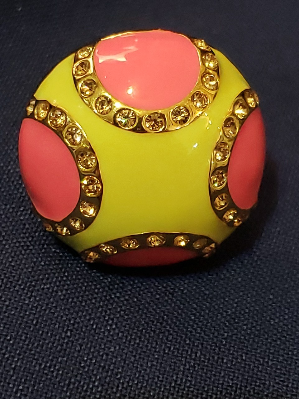 Vintage Kate Spade Statement Ring Bold Pink and Green Dome Design sz 5 1/2 (T110