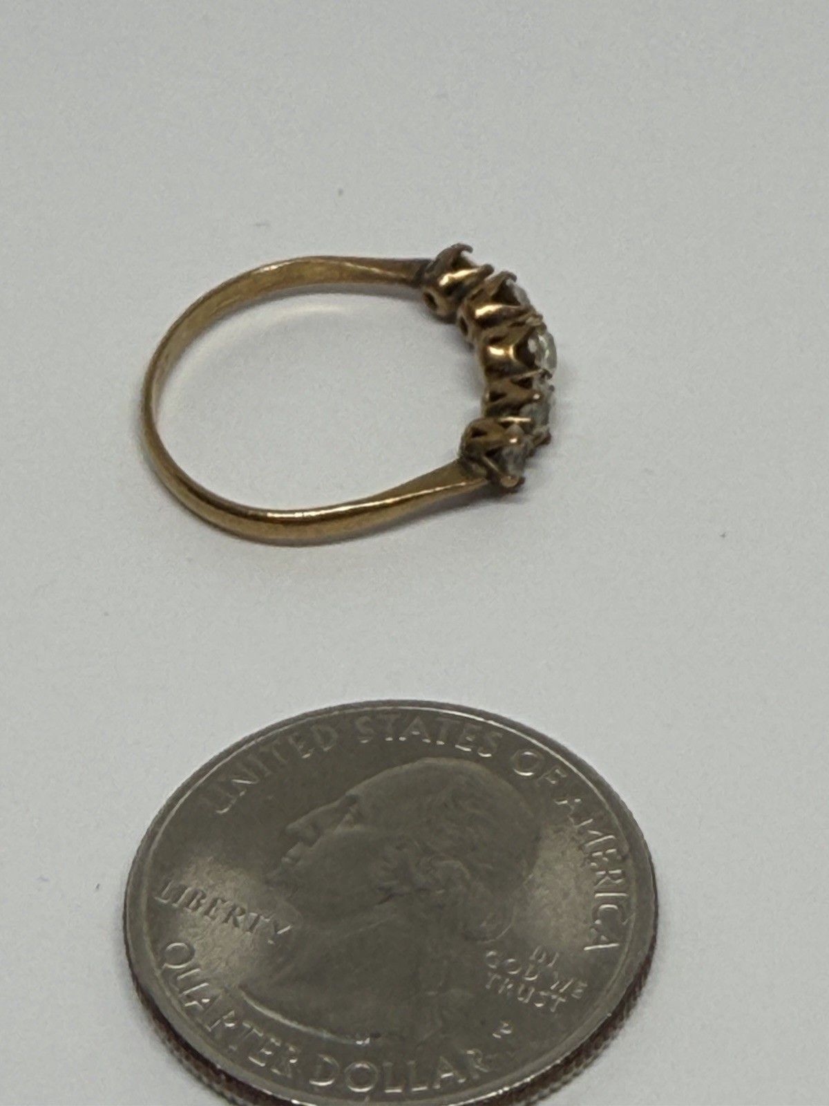 Vintage Retro Era 5 Paste Stones Goldtone Gilt Metal Sz 7 1/4