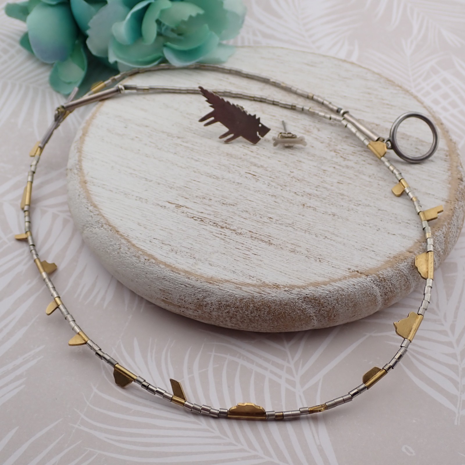Roberta Williamson Artisan Petie Dog Bone Sterling Silver Earrings Necklace Set