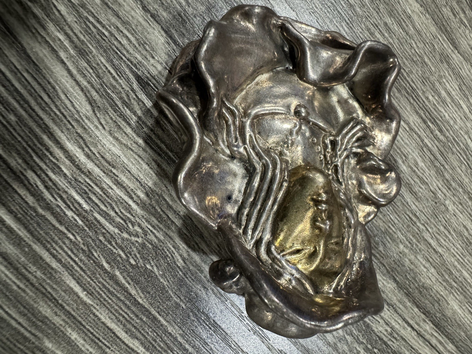 Vintage Sterling Silver LADY REPOUSSE Brooch Ans Pedant