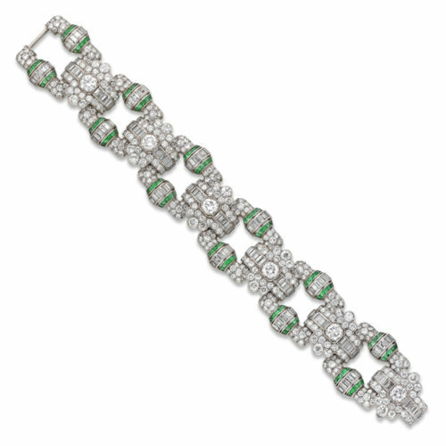Important French Retro Style Fancy Lozenge-Shaped Links Cubic Zirconia Bracelet
