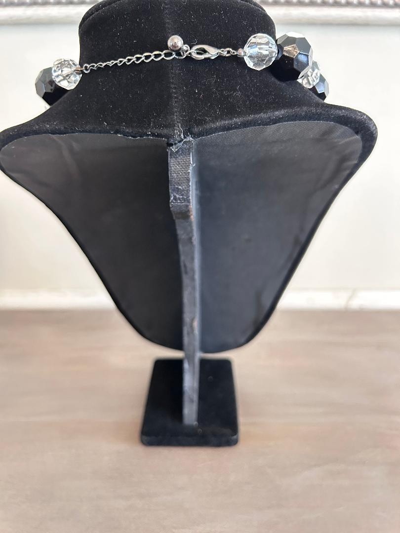 Necklace Black Clear Chunky Long Statement Oversized Beaded Glam Chic Y2K 2000s