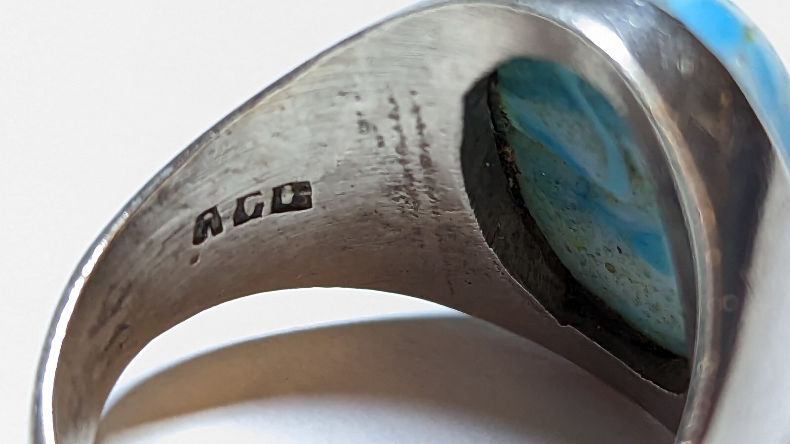 VINTAGE BLUE STONE STERLING SILVER RING SIZE 11 SIGNED RCD 925 MEX
