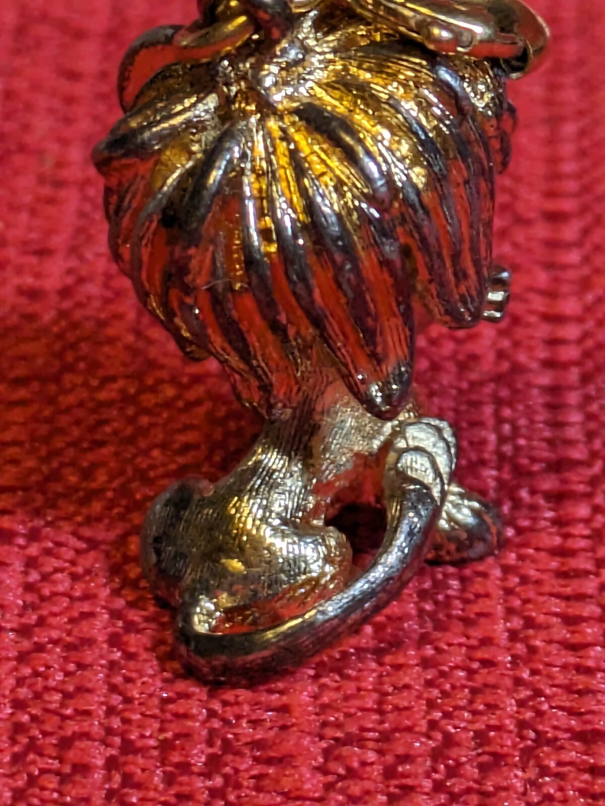 Vintage Gold Toned Lion Pendant Charm Red Rhinestones Eyes – No Chain Included