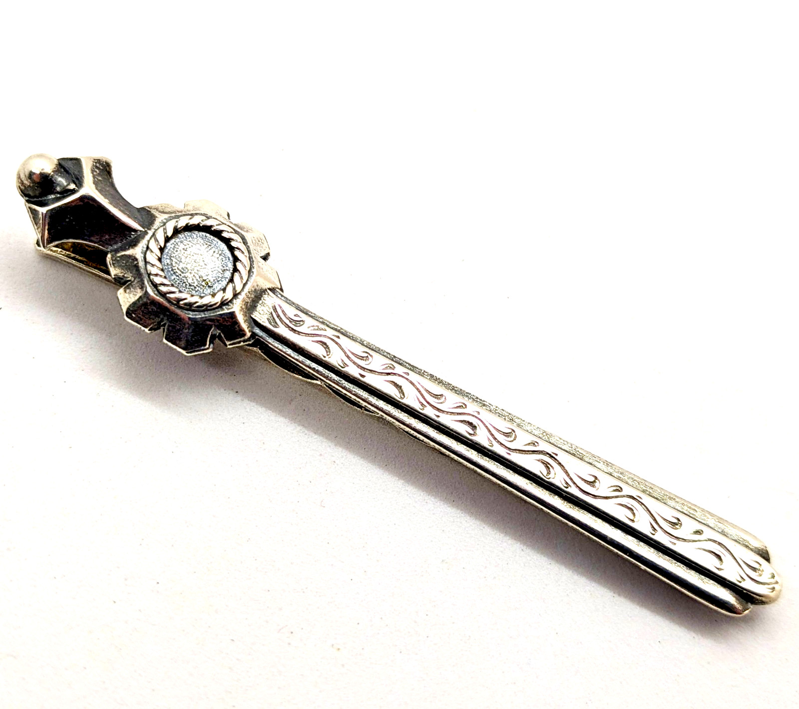 Vintage Luxury Soviet tie Clip made of ⭐875 Silver with the Star USSR hallmark#4