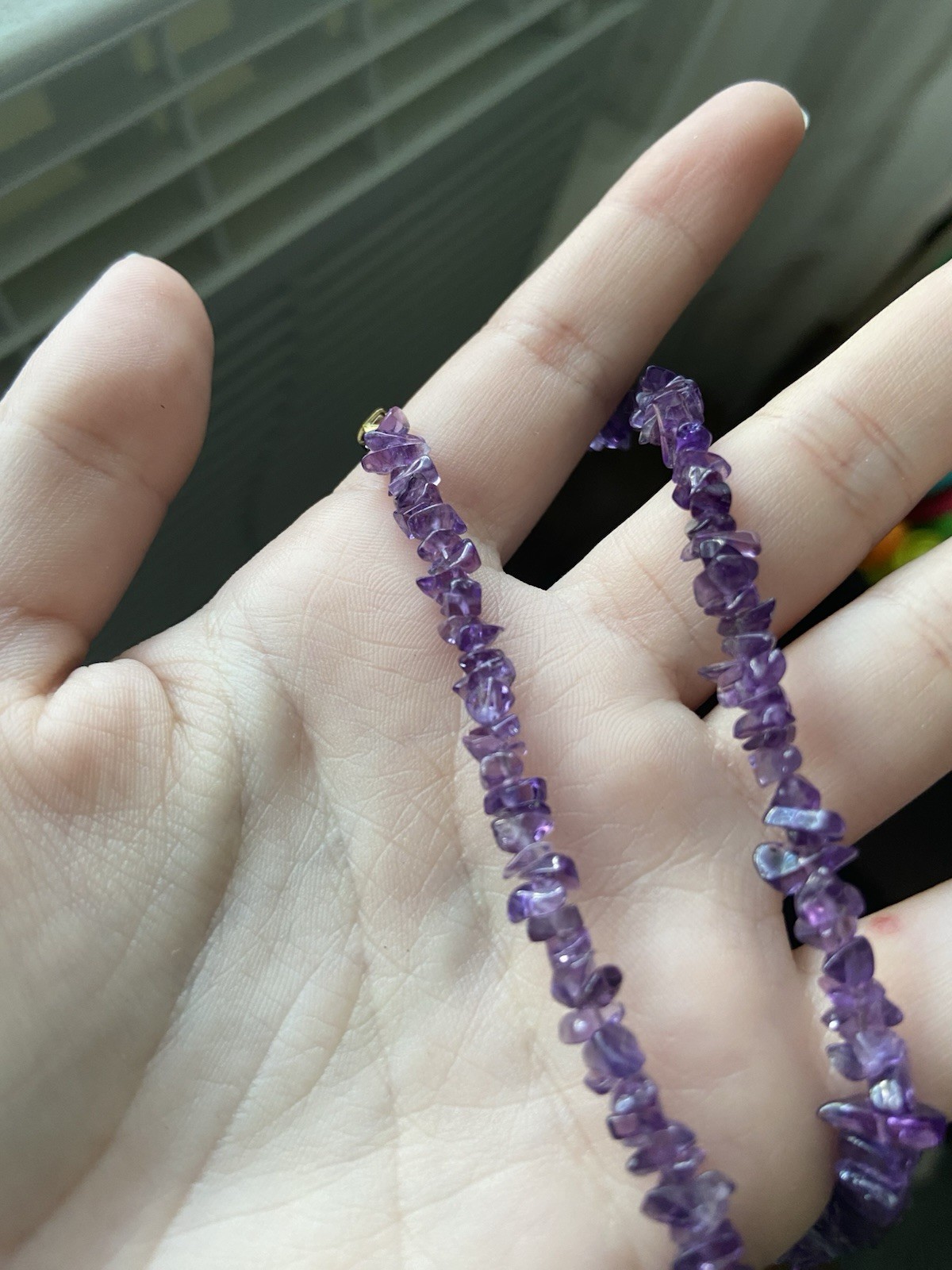 Vintgae Amethyst Chip Necklace Multi Strand 16” Stone Boho Minimalist