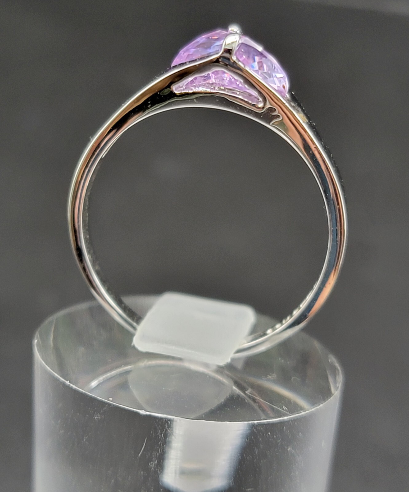 18K Gold Filled Purple Gemstone Ring Modern Statement Silver Tone Band