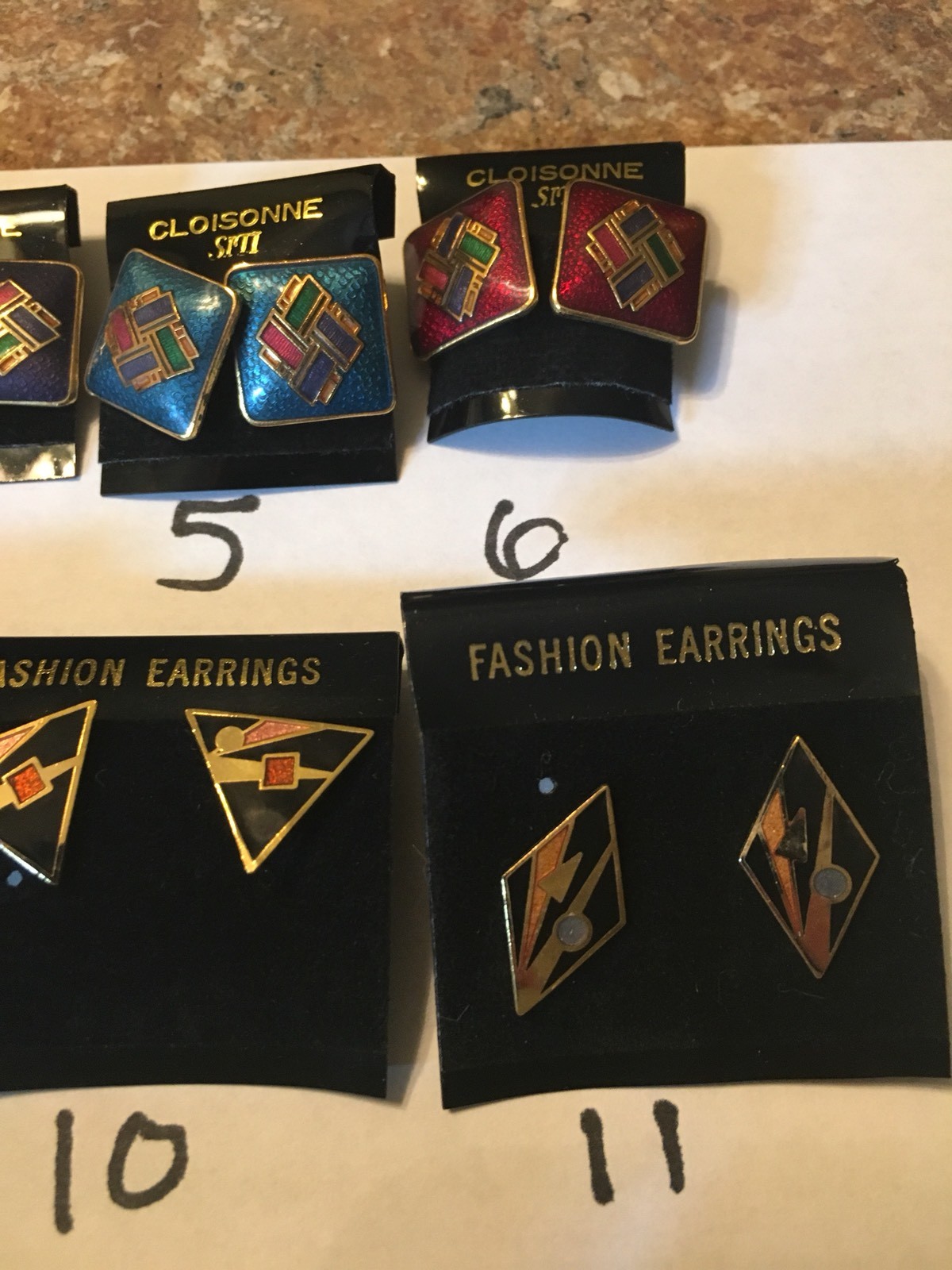 Vintage 1980s Cloisonne Pierced Earrings, You CHOOSE! Circle, Square VERY PRETTY