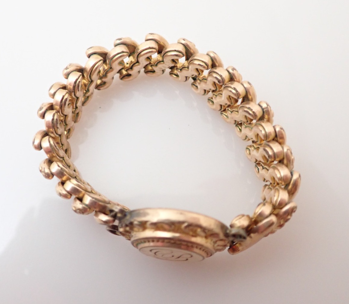 Antique Gold Filled Sweetheart Expansion Expandable Stretch Bracelet 28.5g
