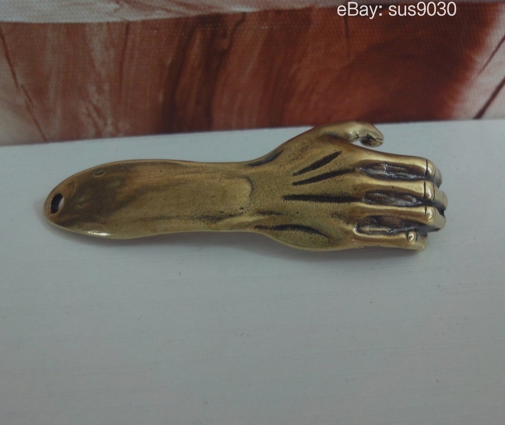 Solid Brass Lucky Right Hand Statue Pendant