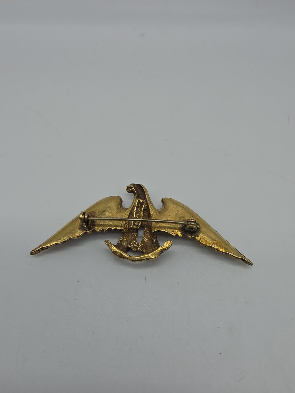 Vintage Antique Zentall Gold Tone Figural Eagle Brooch Pin 67mm x 27mm