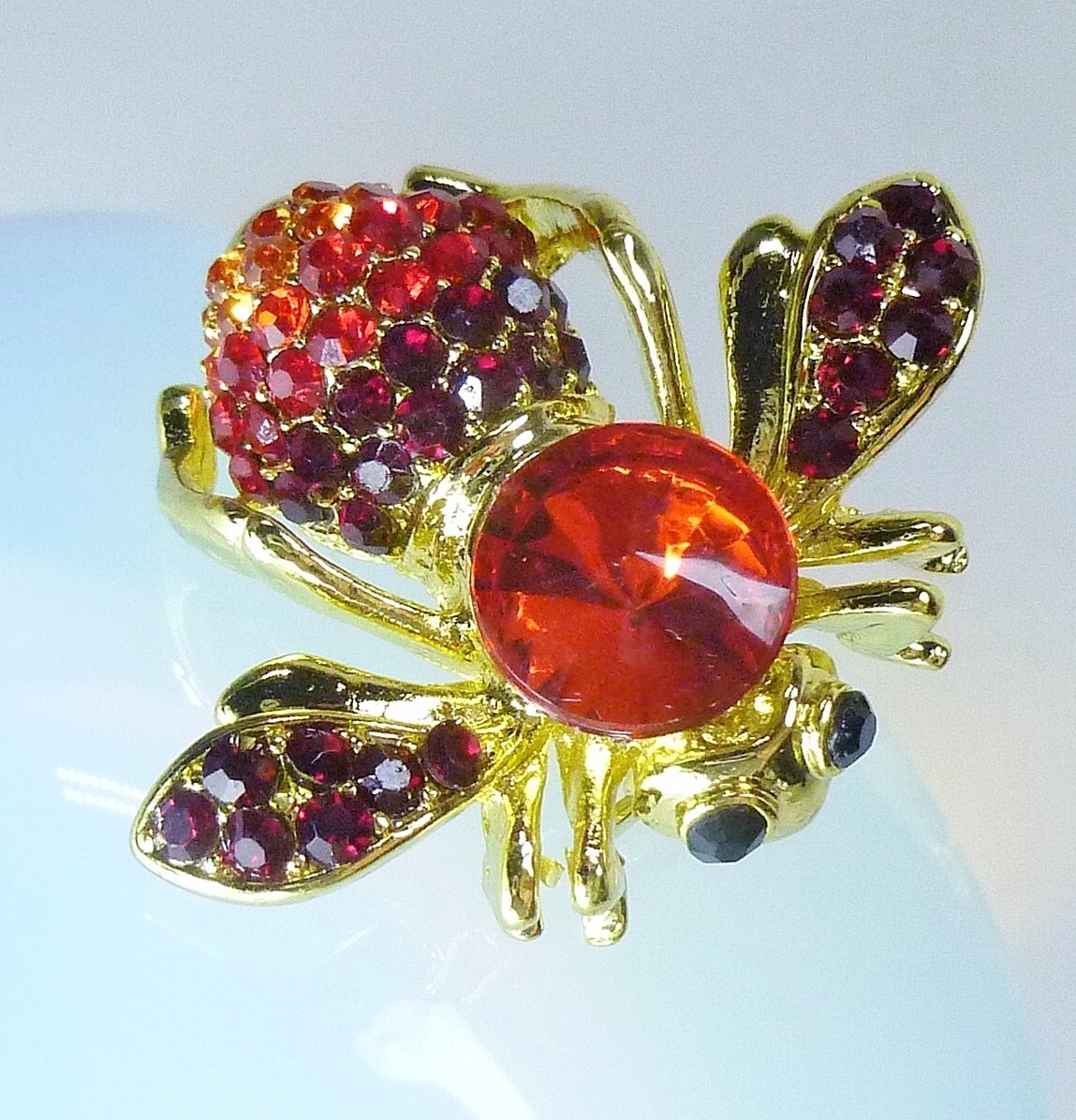 Lot of 6 Rhinestone Insect Bugs & Flowers Brooch Pins