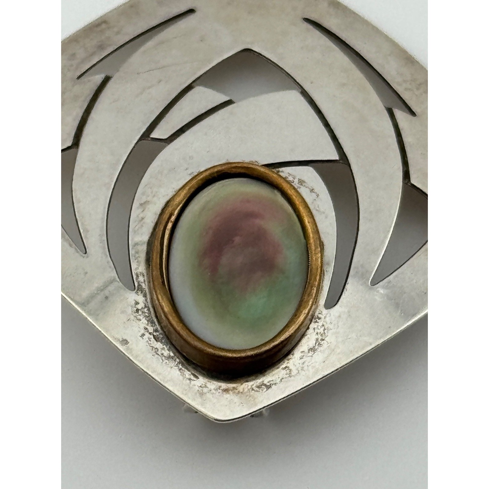 Vintage Stamas Sterling Silver Mixed Metal Modernist Pendant Signed