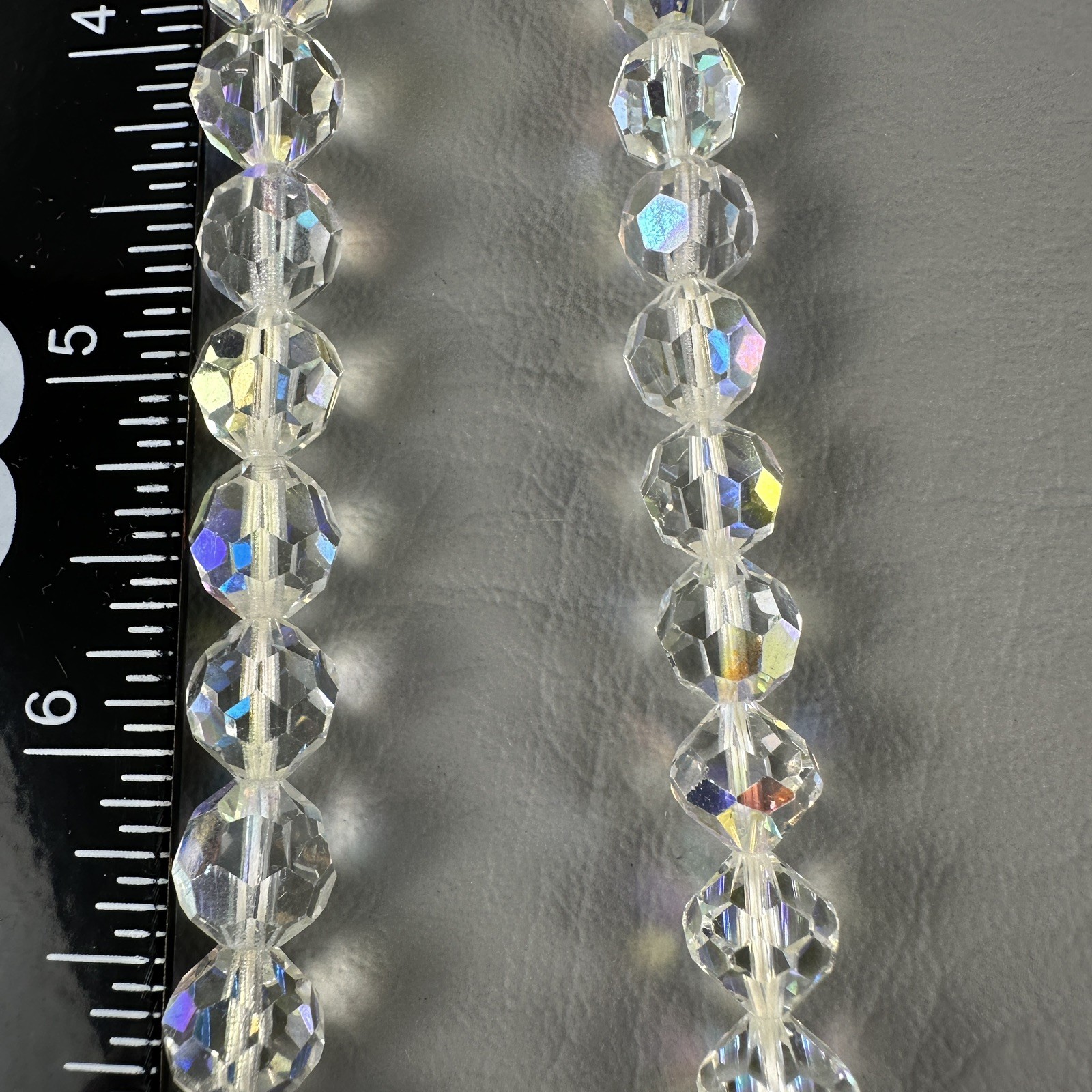 Vintage Aurora Borealis Crystal Bead Necklace Faceted Graduated 24 Inch