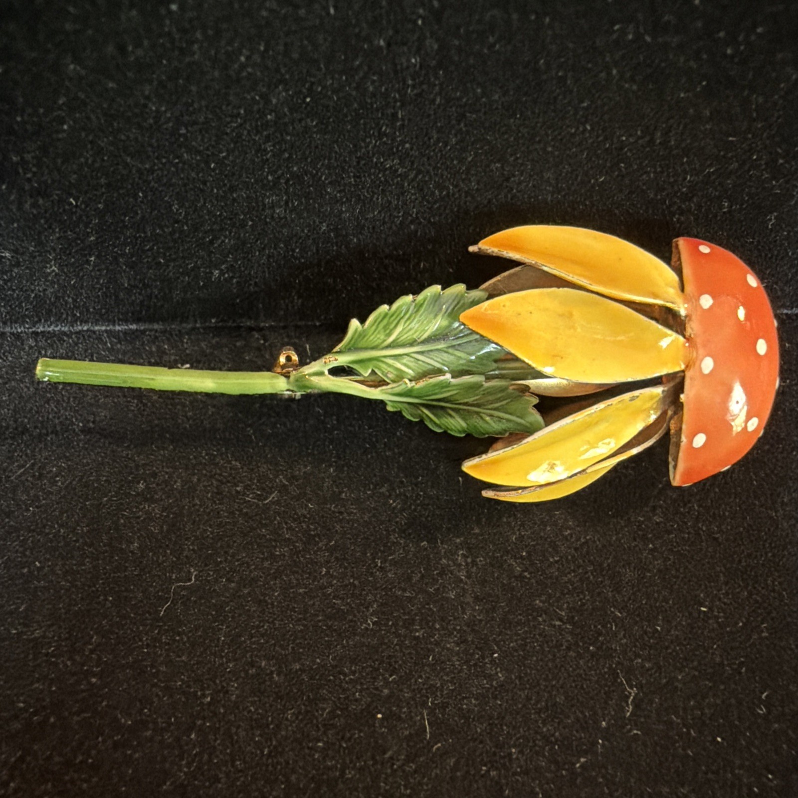 Original by Robert Enamel Flower Brooch Pin Yellow and Orange Daisy SPRING -READ