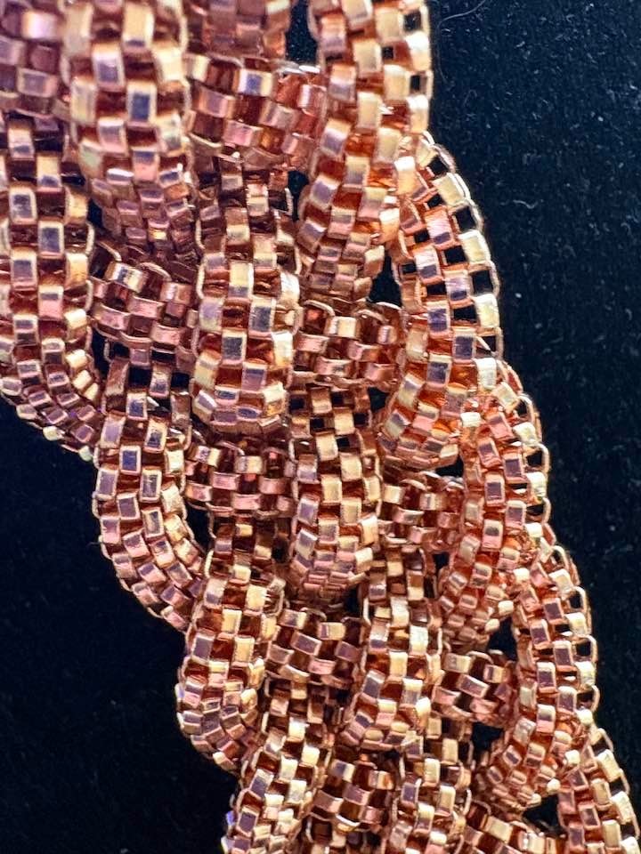 Vintage Nicole Miller Rose Gold Tone Woven Popcorn Mesh Chain Bracelet Signed