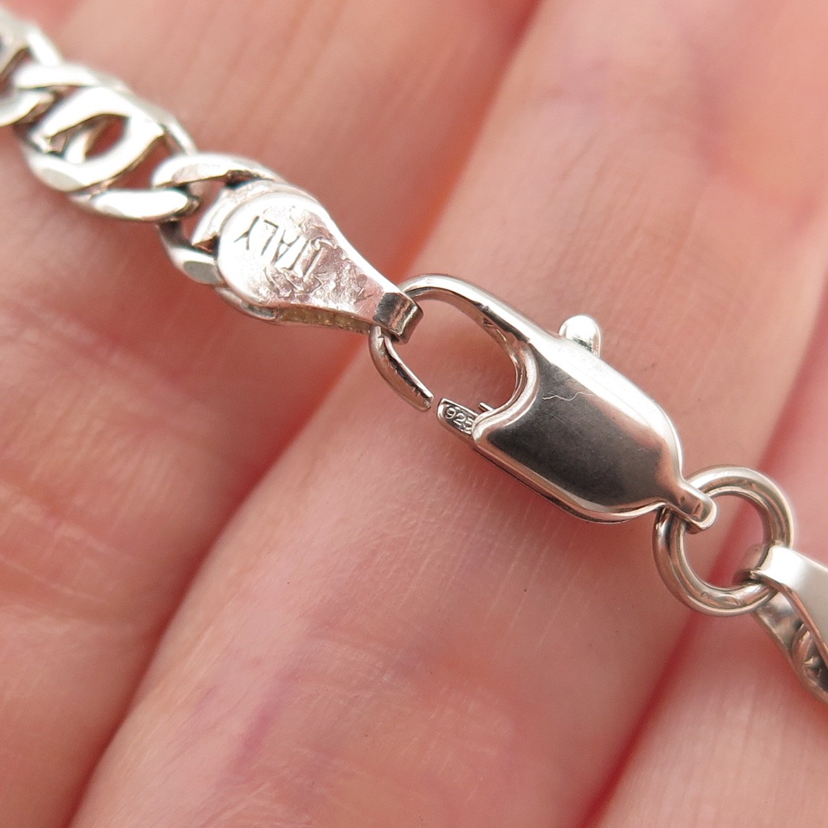 925 Sterling Silver Vintage Italy Flat Anchor Mariner Link Bracelet 6″