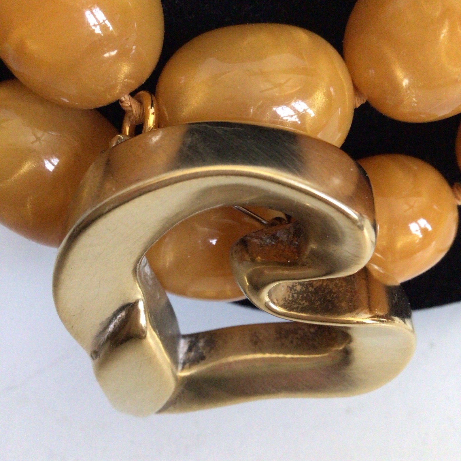 SPECIAL SEBBAG VON MUSULIN NECKLACE STERLING/GOLD HEART HUGE AMBER COLOR BEADS