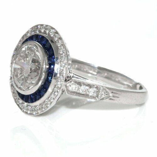 2CT Lab-Created Diamond Vintage Halo Sapphire Engagement Ring 14K White Gold FN