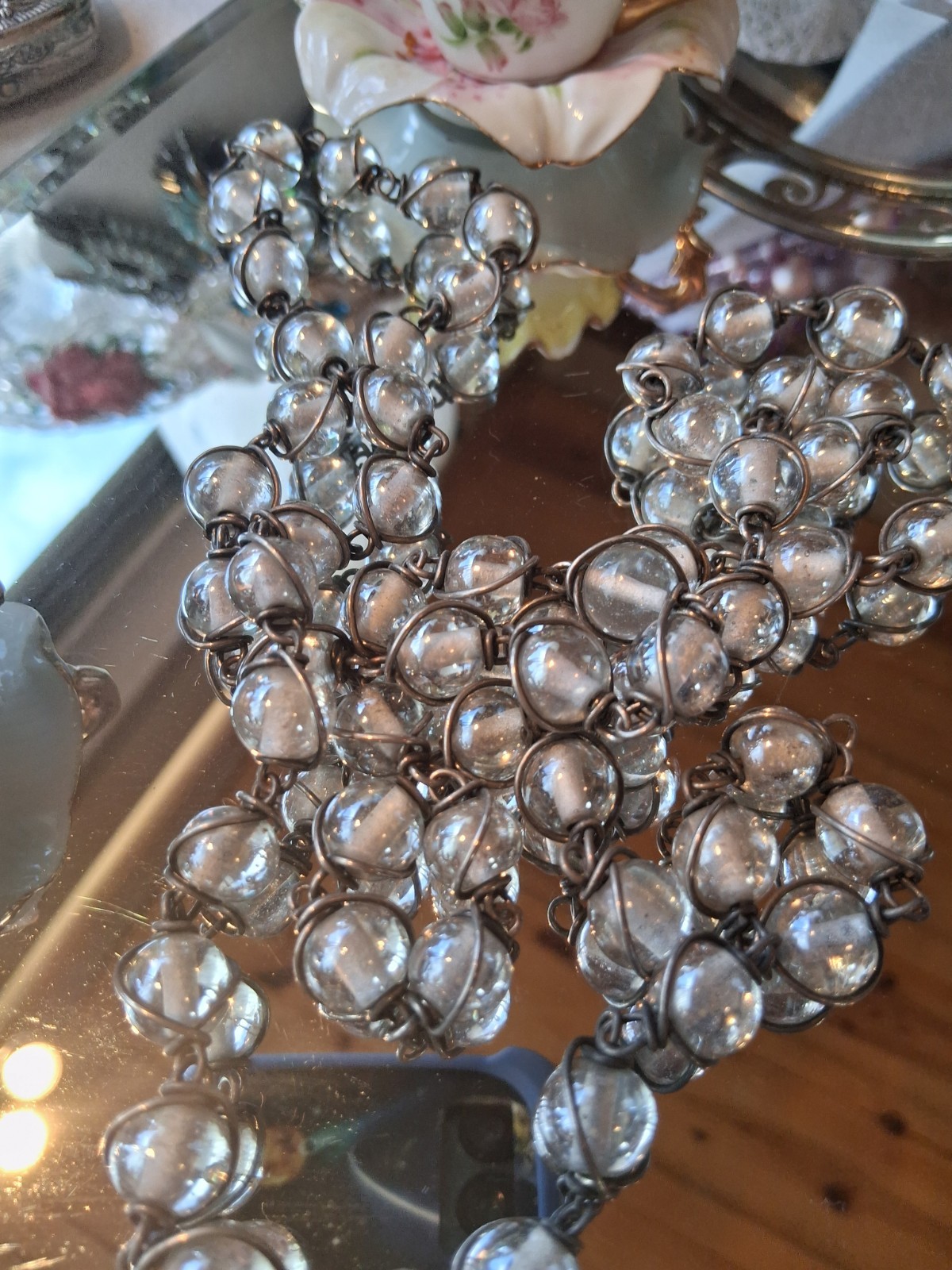 VIntage Pools of Light Necklace 22 Inches, Wire Wrapped GORGEOUS