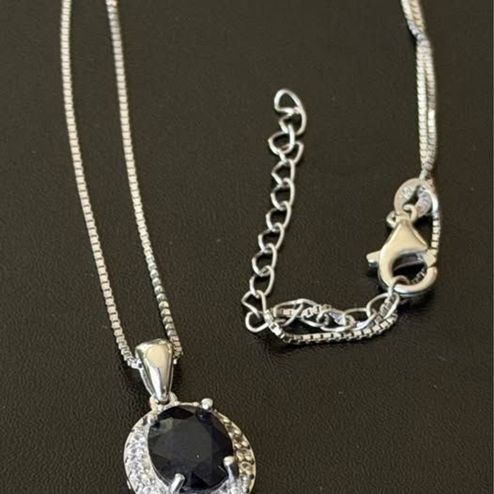 Sterling Silver Sapphire and CZ Necklace