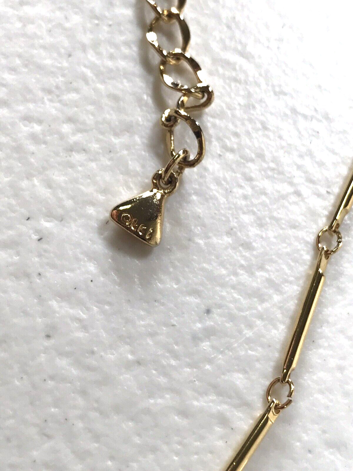 Olci Signed Gold Tone Bar Link Faceted Black Beaded Station Necklace 17″ Estate