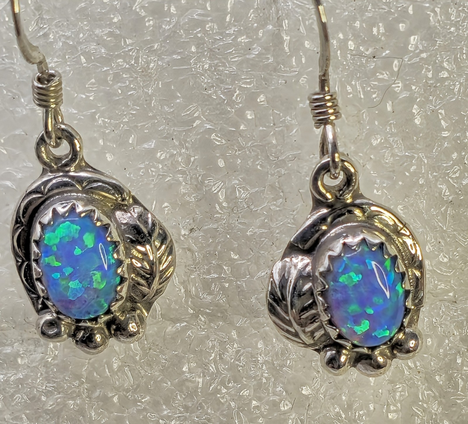 Sterling Silver & Opal Dangle earrings 2.17 Gs