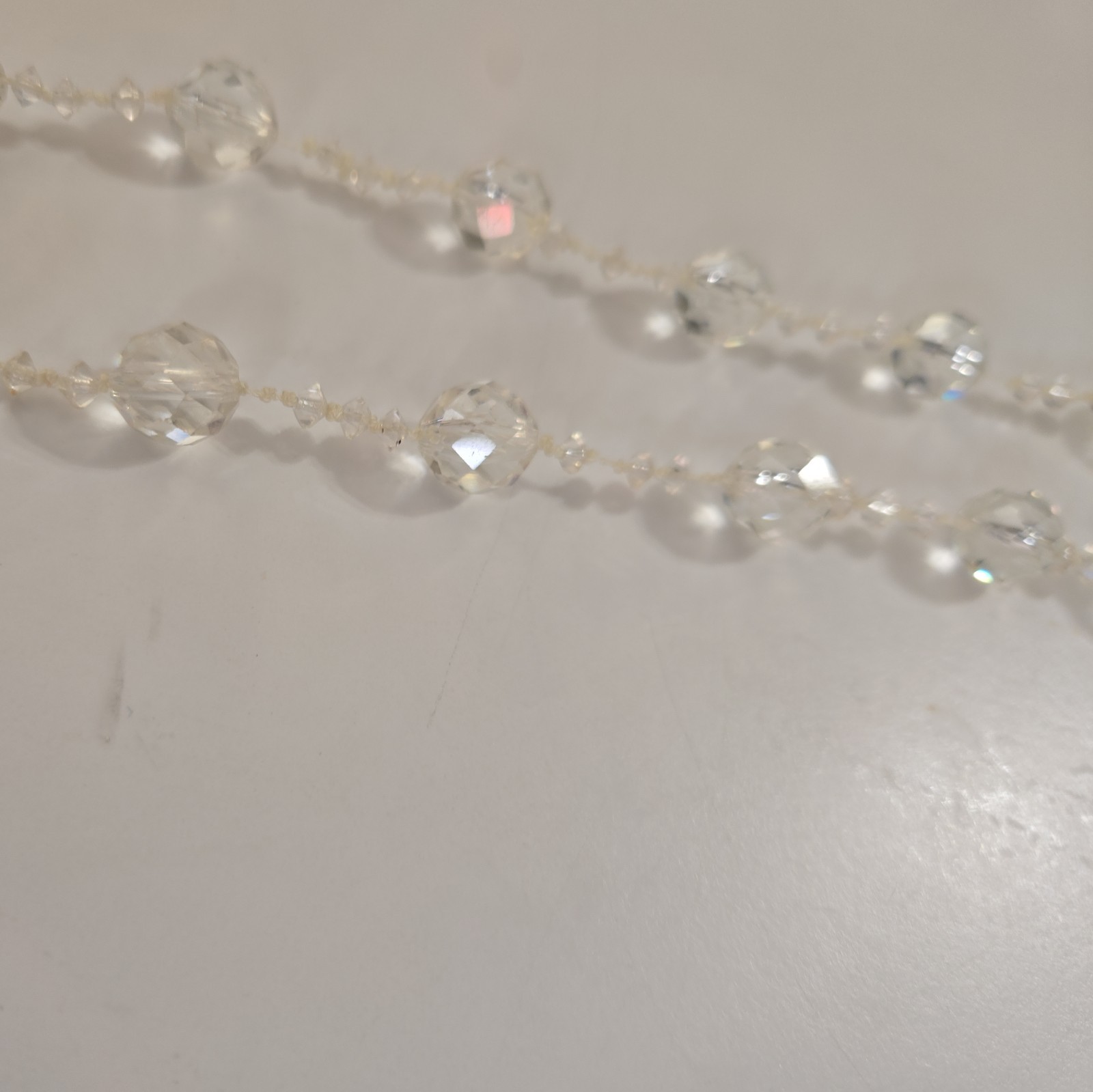 Antique Faceted Crystal Necklace 10KTS, 10K White Gold Clasp, 22 inch length